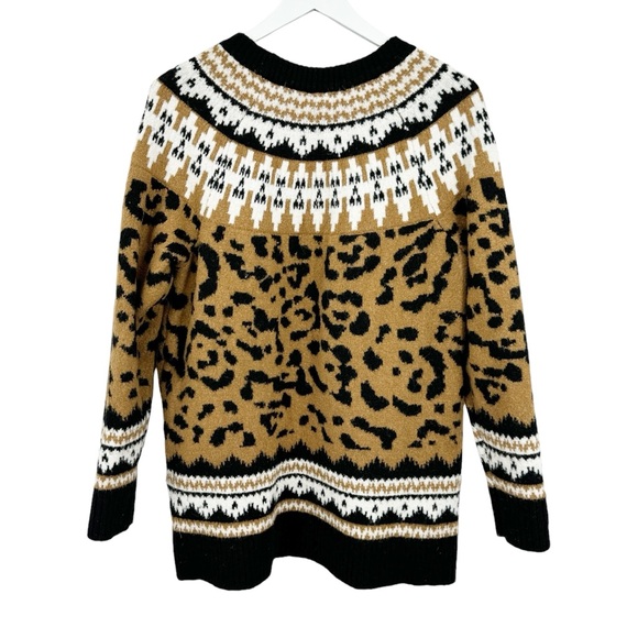 Torrid Vegan Cashmere Leopard Print Fair Isle Sweater Black Tan Size 1X - Picture 4 of 6